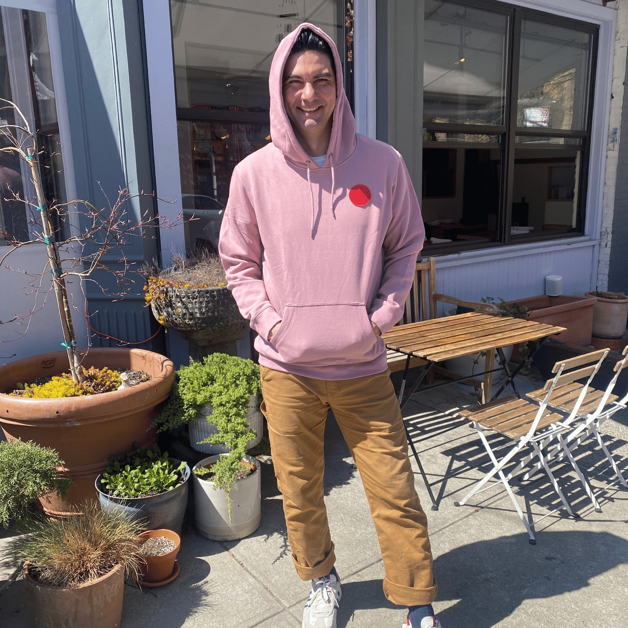 100 Organic Cotton Hooded Sweatshirt Lavender Red Icon Leland